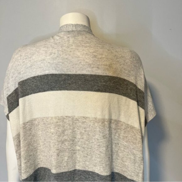Ann Taylor LOFT Gray Colorblock Thin Knit Open Poncho Cardigan Sweater Size XS/S - Picture 10 of 13